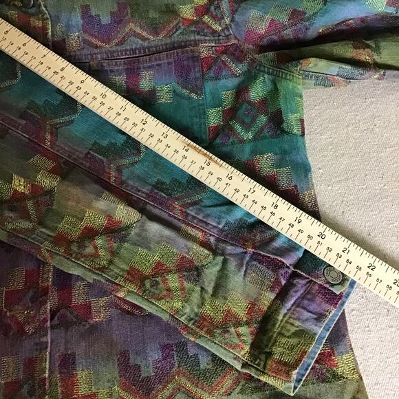 Chico’s  Women Vintage Y2K Western Ombré Print Cotton Jacket  Sz. 2 Sz. 12 EUC - Picture 9 of 11